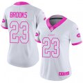 Women's Nike New York Jets #23 Terrence Brooks Limited White Pink Rush Fashion NFL Jersey