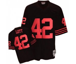 San Francisco 49ers #42 Ronnie Lott Authentic Black Throwback Football Jersey