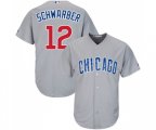 Chicago Cubs #12 Kyle Schwarber Replica Grey Road Cool Base Baseball Jersey
