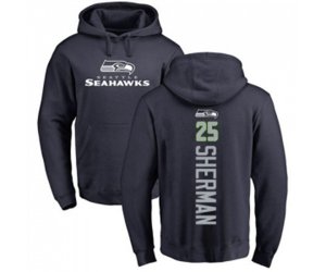 Seattle Seahawks #25 Richard Sherman Navy Blue Backer Pullover Hoodie