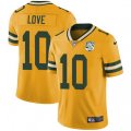 Green Bay Packers #10 Jordan Love Yellow 100th Season Stitched NFL Limited Rush Jersey