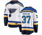 St. Louis Blues #37 Klim Kostin Fanatics Branded White Away Breakaway NHL Jersey