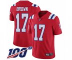 New England Patriots #17 Antonio Brown Red Alternate Vapor Untouchable Limited Player 100th Season Football Jersey