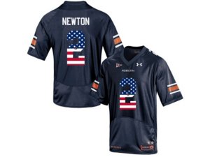 2016 US Flag Fashion Men\'s Under Armour Cam Newton #2 Auburn Tigers College Football Jersey - Navy Blue
