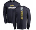 Los Angeles Chargers #80 Kellen Winslow Navy Blue Backer Long Sleeve T-Shirt