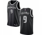 Detroit Pistons #9 Langston Galloway Authentic Black Basketball Jersey - City Edition