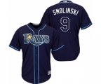 Tampa Bay Rays #9 Jake Smolinski Replica Navy Blue Alternate Cool Base Baseball Jersey