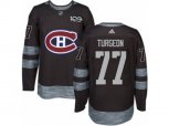 Montreal Canadiens #77 Pierre Turgeon Authentic Black 1917-2017 100th Anniversary NHL Jersey
