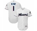 Miami Marlins Isan Diaz White Home Flex Base Authentic Collection Baseball Player Jersey