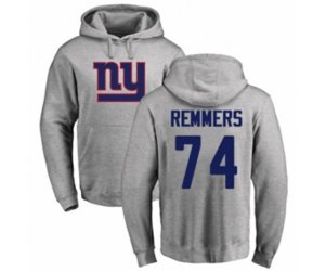 New York Giants #74 Mike Remmers Ash Name & Number Logo Pullover Hoodie