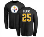 Pittsburgh Steelers #25 Artie Burns Black Name & Number Logo Long Sleeve T-Shirt