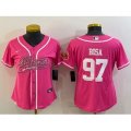 Women San Francisco 49ers #97 Nick Bosa Pink With Patch Cool Base Stitched Baseball Jersey