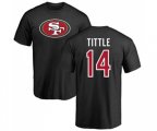 San Francisco 49ers #14 Y.A. Tittle Black Name & Number Logo T-Shirt