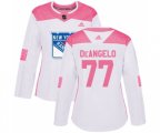 Women Adidas New York Rangers #77 Anthony DeAngelo Authentic White Pink Fashion NHL Jersey
