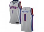 Detroit Pistons #1 Allen Iverson Authentic Silver NBA Jersey Statement Edition