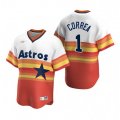 Nike Houston Astros #1 Carlos Correa White Orange Cooperstown Collection Home Stitched Baseball Jersey