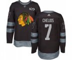Chicago Blackhawks #7 Chris Chelios Authentic Black 1917-2017 100th Anniversary NHL Jersey