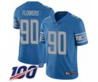 Detroit Lions #90 Trey Flowers Blue Team Color Vapor Untouchable Limited Player 100th Season Football Jersey