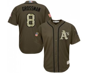 Oakland Athletics #8 Robbie Grossman Authentic Green Salute to Service Baseball Jersey
