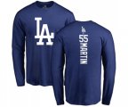 Los Angeles Dodgers #55 Russell Martin Royal Blue Backer Long Sleeve T-Shirt
