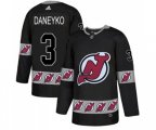New Jersey Devils #3 Ken Daneyko Authentic Black Team Logo Fashion Hockey Jersey