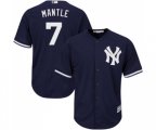 New York Yankees #7 Mickey Mantle Replica Navy Blue Alternate Baseball Jersey