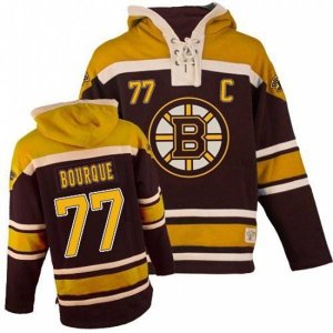 Boston Bruins #77 Ray Bourque Premier Black Sawyer Hooded Sweatshirt NHL Jersey