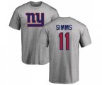 New York Giants #11 Phil Simms Ash Name & Number Logo T-Shirt