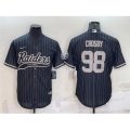 Las Vegas Raiders #98 Maxx Crosby Black With Patch Cool Base Stitched Baseball Jersey