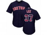Boston Red Sox #37 Bill Lee Authentic Navy Blue Team Logo Fashion Cool Base MLB Jersey