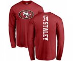 San Francisco 49ers #74 Joe Staley Red Backer Long Sleeve T-Shirt