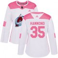 Women's Colorado Avalanche #35 Andrew Hammond Authentic White Pink Fashion NHL Jersey