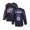 Columbus Blue Jackets #6 Adam Clendening Authentic Navy Blue USA Flag Fashion NHL Jersey