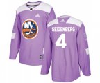 New York Islanders #4 Dennis Seidenberg Authentic Purple Fights Cancer Practice NHL Jersey