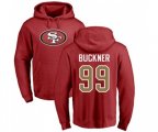 San Francisco 49ers #99 DeForest Buckner Red Name & Number Logo Pullover Hoodie
