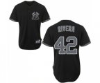 New York Yankees #42 Mariano Rivera Authentic Black Fashion MLB Jersey