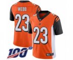 Cincinnati Bengals #23 B.W. Webb Orange Alternate Vapor Untouchable Limited Player 100th Season Football Jersey