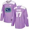 Vancouver Canucks #17 Nic Dowd Authentic Purple Fights Cancer Practice NHL Jersey