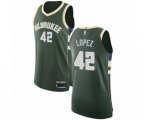 Milwaukee Bucks #42 Robin Lopez Authentic Green Basketball Jersey - Icon Edition