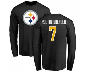 Pittsburgh Steelers #7 Ben Roethlisberger Black Name & Number Logo Long Sleeve T-Shirt