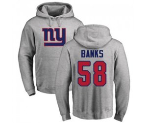 New York Giants #58 Carl Banks Ash Name & Number Logo Pullover Hoodie
