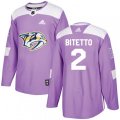 Nashville Predators #2 Anthony Bitetto Authentic Purple Fights Cancer Practice NHL Jersey