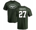 New York Jets #27 Darryl Roberts Green Name & Number Logo T-Shirt