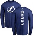 Tampa Bay Lightning #29 Slater Koekkoek Royal Blue Backer Long Sleeve T-Shirt