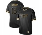 Minnesota Twins #16 Jonathan Schoop Authentic Black Gold Fashion Baseball Jersey