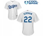 Los Angeles Dodgers #22 Clayton Kershaw Replica White Home Cool Base Baseball Jersey
