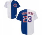 Chicago Cubs #23 Ryne Sandberg Authentic White Blue Split Fashion Baseball Jersey