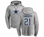Dallas Cowboys #21 Deion Sanders Ash Name & Number Logo Pullover Hoodie