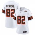Cleveland Browns Retired Player #82 Ozzie Newsome Nike 2021 White Retro 1946 75th Anniversary Jersey