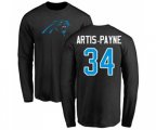 Carolina Panthers #34 Cameron Artis-Payne Black Name & Number Logo Long Sleeve T-Shirt